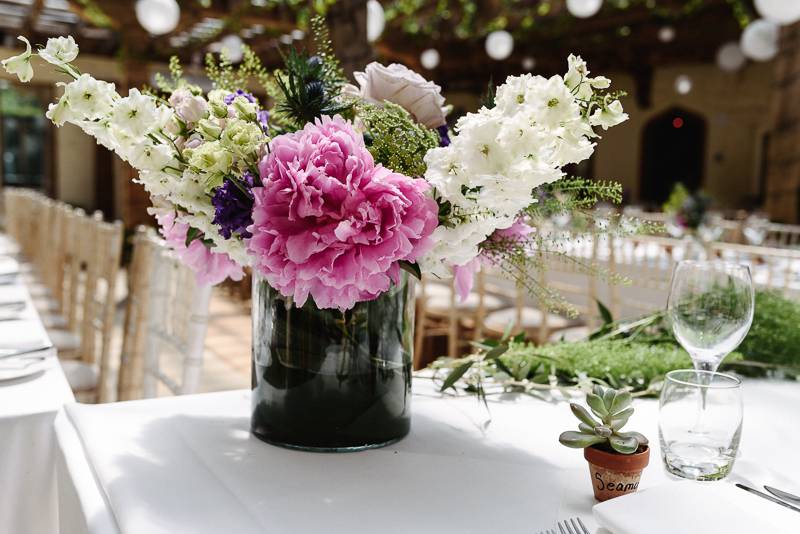 Persephone Violet Bespoke Wedding Table Flowers 