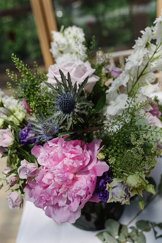 Persephone Violet Bespoke Wedding Table Flowers 