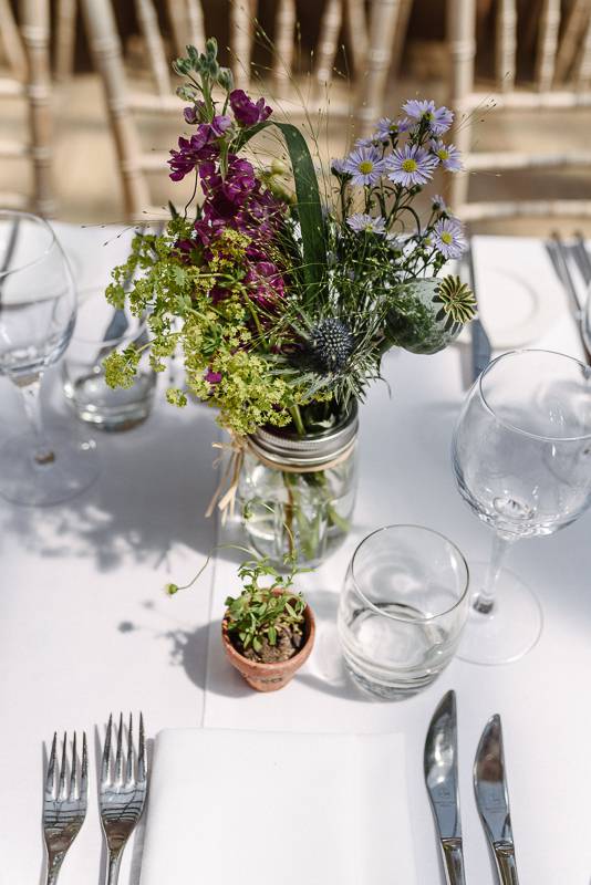 Persephone Violet Bespoke Wedding Table Flowers 