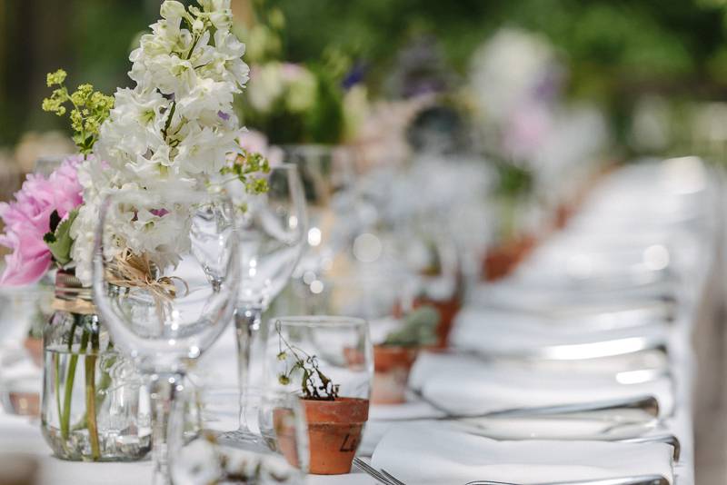 Persephone Violet Bespoke Wedding Table Flowers 