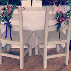 A pair of Dusky Grey Solid Wooden Chairs