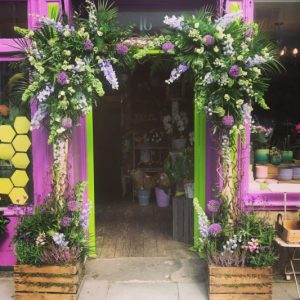 Persephone Violet prop hire - Birch pole square arch