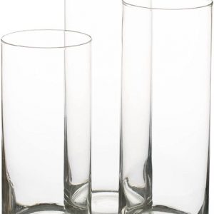Set of 3 Staggered Height Cylinder Vases