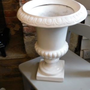 White gloss fibre glass urn